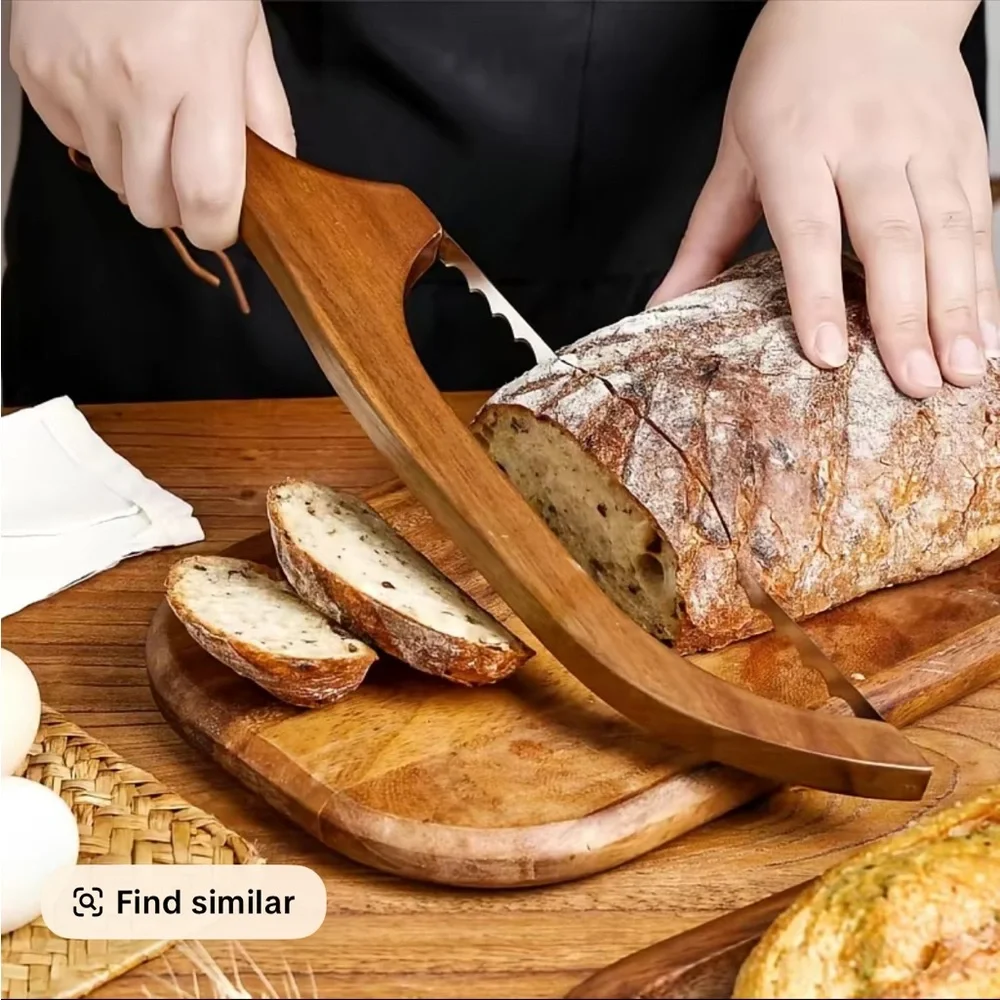 15.7 In Wooden Sourdough Bread Knife- Ergonomic Design for bread. New